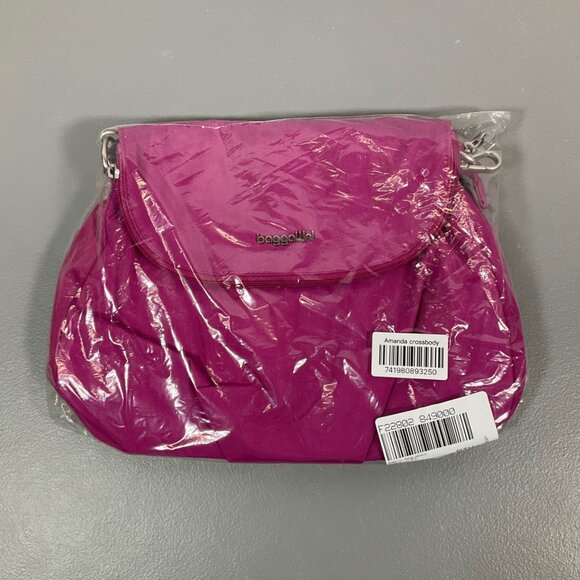Baggallini Amanda Fuschia Crossbody Bag RFID Washable New with Tags - Picture 1 of 5